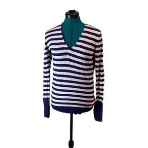 Ann Taylor LOFT Purple White Stripe Sweater